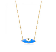 Load image into Gallery viewer, 925 sterling silver evil eye necklace with 24K gold plated 1.20cm-0.50cm

