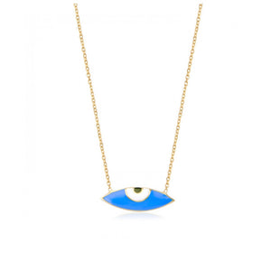 925 sterling silver evil eye necklace with 24K gold plated 1.20cm-0.50cm