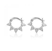 Load image into Gallery viewer, 925 sterling silver hoops earrings with 24k white gold plated 0.40cm-0.20cm
