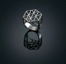 Load image into Gallery viewer, DECEPTION-15R- 18k solid  Gold ring with black rhodium and diamonds brilliant cut
