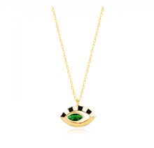 Load image into Gallery viewer, 925 sterling silver Evil eye necklace  with 24k gold plated  1.3cm,0.80cm

