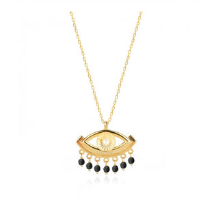 925 sterling silver evil eye necklace with 24K gold plated  3.50cm-2.50cm