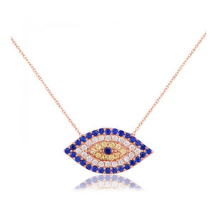 925 sterling silver evil eye necklace with 24K rose gold plated  2.20cm-1.20cm