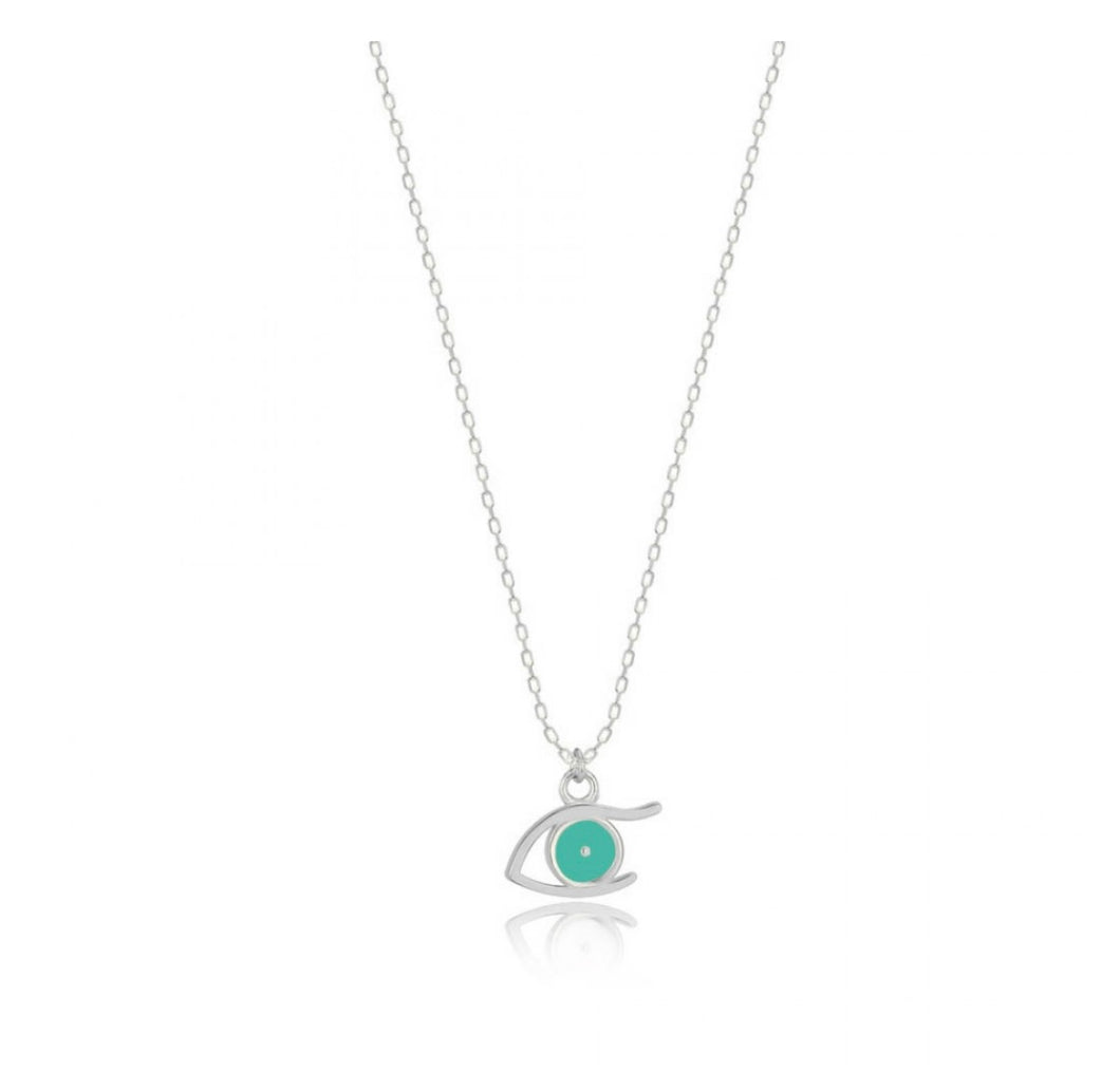 925 sterling silver evil eye necklace with 24K white gold plated  1cm-0.50cm