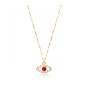 925 Sterling Silver  Evil Eye Necklace with 24K Gold Plated 1.20cm,0.60cm
