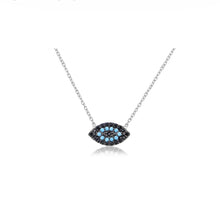 Load image into Gallery viewer, 925 sterling silver evil eye necklace with 24K gold plated 1cm-0.60cm
