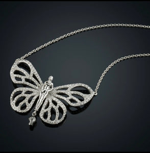 VICTORY OF THE SOUL -62N- 18k solid white  Necklace with white diamonds brilliant cut