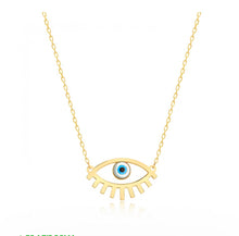 Load image into Gallery viewer, 925 Sterling Silver  Evil Eye Necklace with  24K Gold Plated 1.40cm,2.30cm
