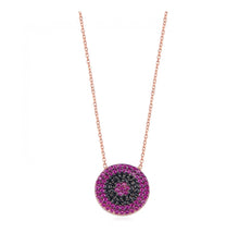 Load image into Gallery viewer, 925 sterling silver evil eye necklace with 24K rose gold plated  1.50cm-1.50cm
