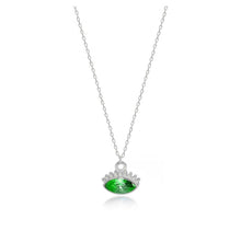 Load image into Gallery viewer, 925 Sterling Silver  Evil Eye Necklace with 24K white Gold Plated 0.80cm,0.50cm
