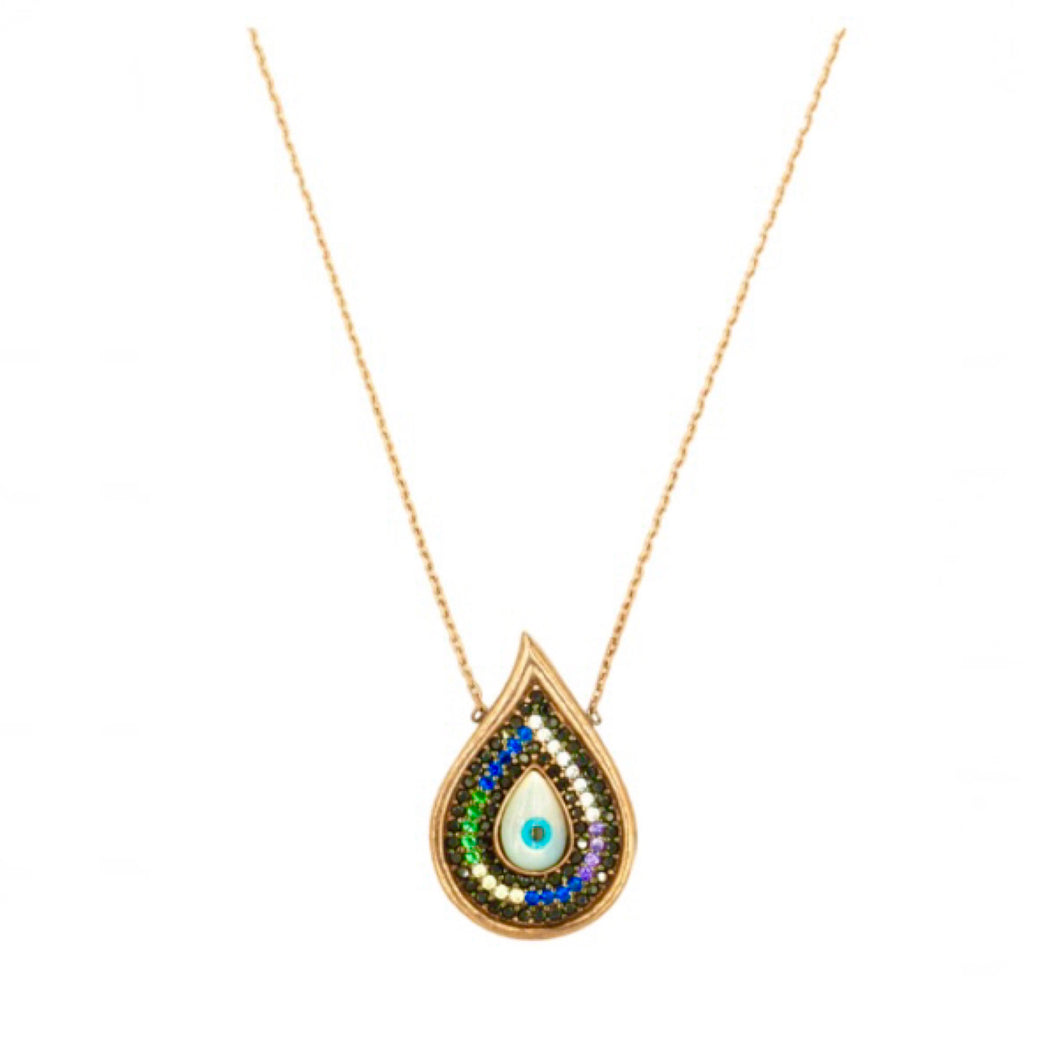 925 sterling silver evil eye necklace with 24K gold plated 1.6cm-3cm