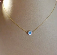 Load image into Gallery viewer, 925 Silver chain with 24k gold plated and evil eye mother of pearl pendant
