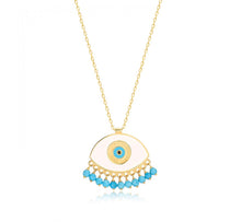 Load image into Gallery viewer, 925 Sterling Silver Evil Eye Necklace with  24K Gold Plated 2.50m,2,50m
