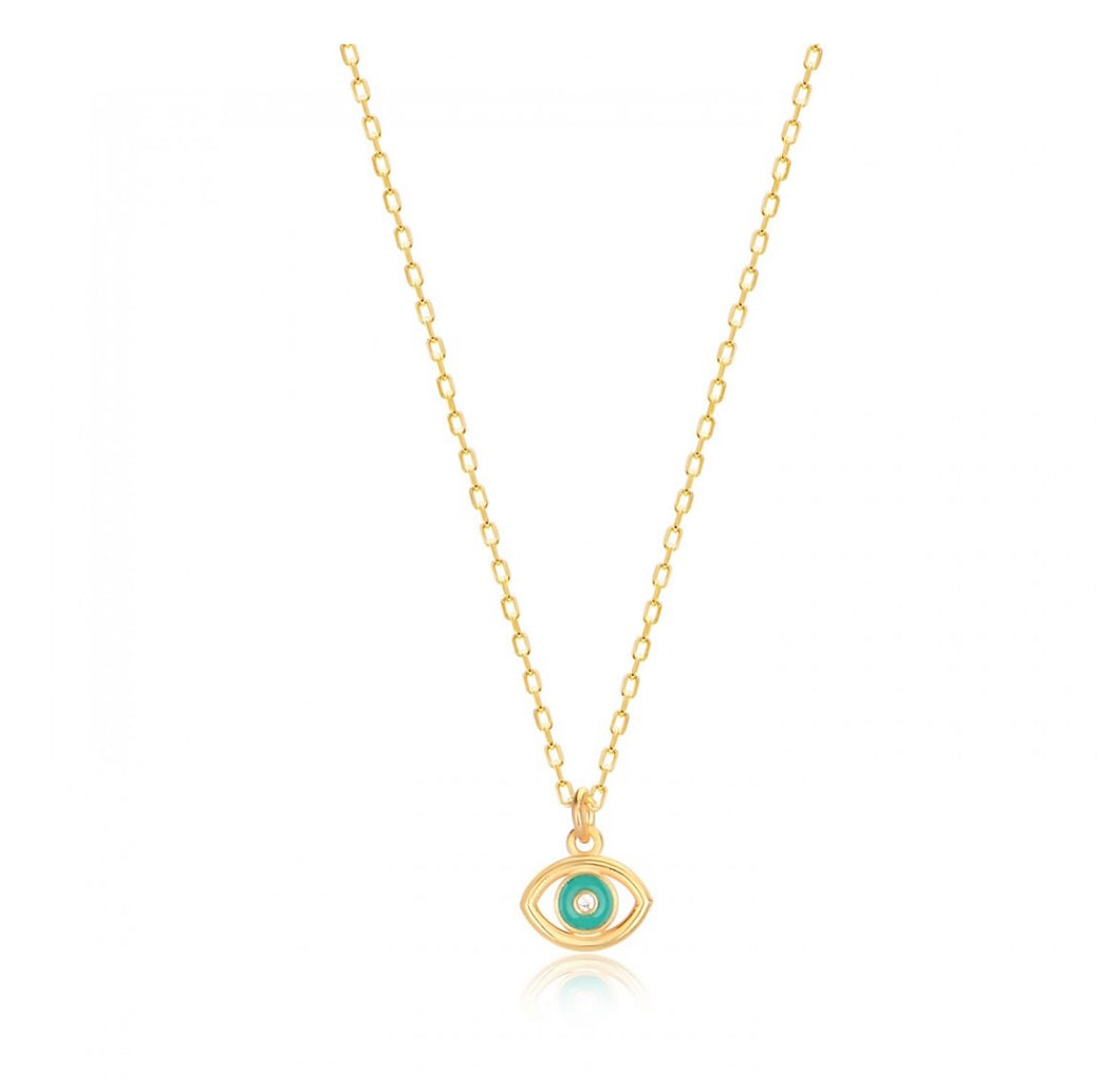 925 Sterling Silver  Evil Eye Necklace with  24K Gold Plated 0.70m,0.50m