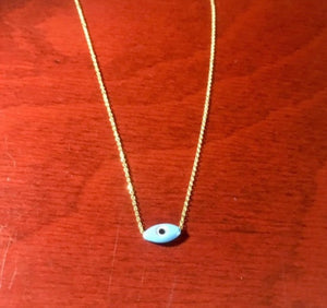 925 Silver chain with 24k gold plated and evil eye charm