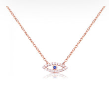 Load image into Gallery viewer, 925 sterling silver evil eye necklace with 24K gold plated 1cm-0.50cm
