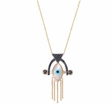 Load image into Gallery viewer, 925 sterling silver evil eye necklace with 24K gold plated  2.30cm-3.70cm
