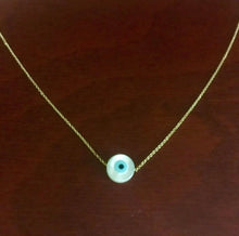 Load image into Gallery viewer, 925 Silver chain with 24k gold plated and evil eye mother of pearl pendant
