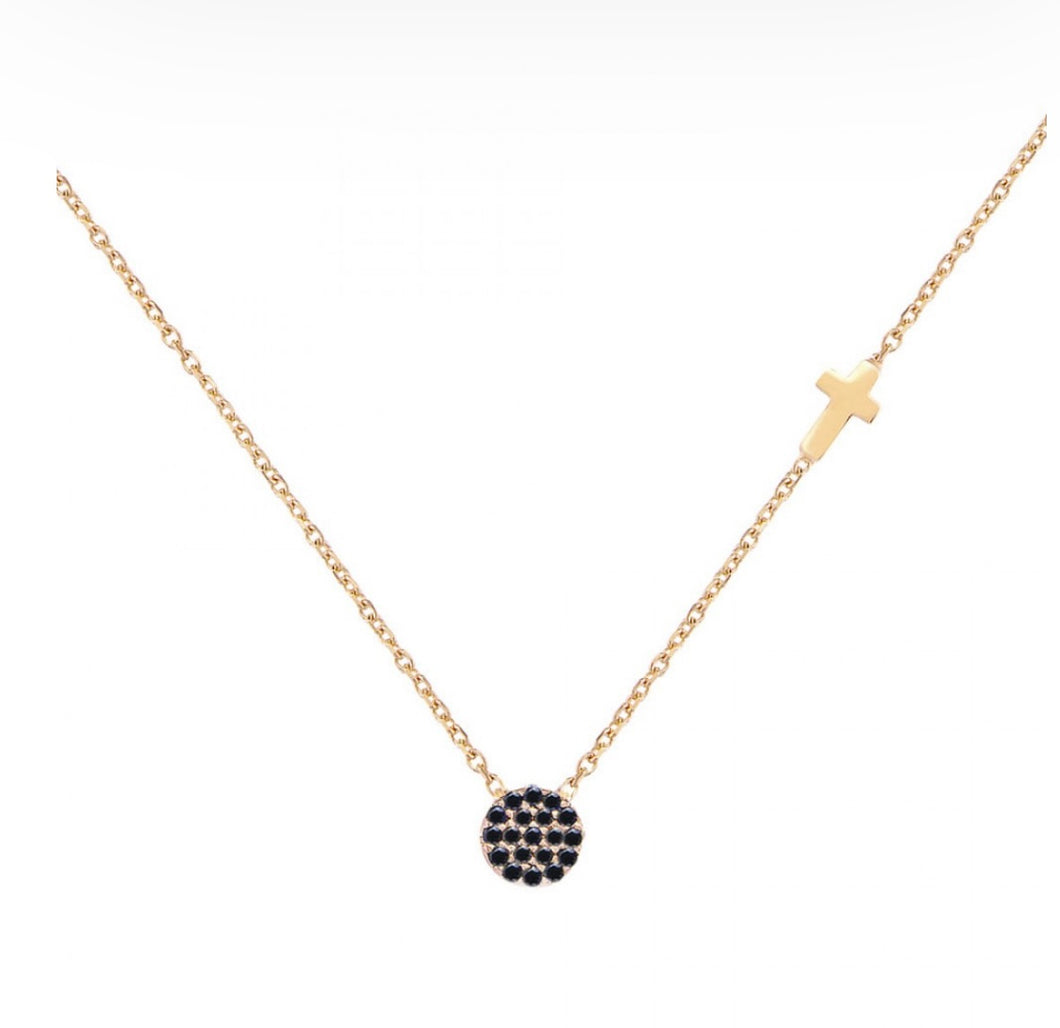 925 sterling silver necklace with cross and 24k gold plated 0.50cm-0.50cm