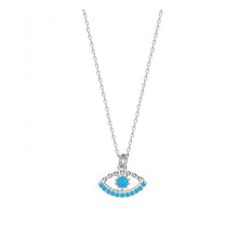 Load image into Gallery viewer, 925 sterling silver evil eye necklace with 24K gold plated  1.20cm-0.60cm
