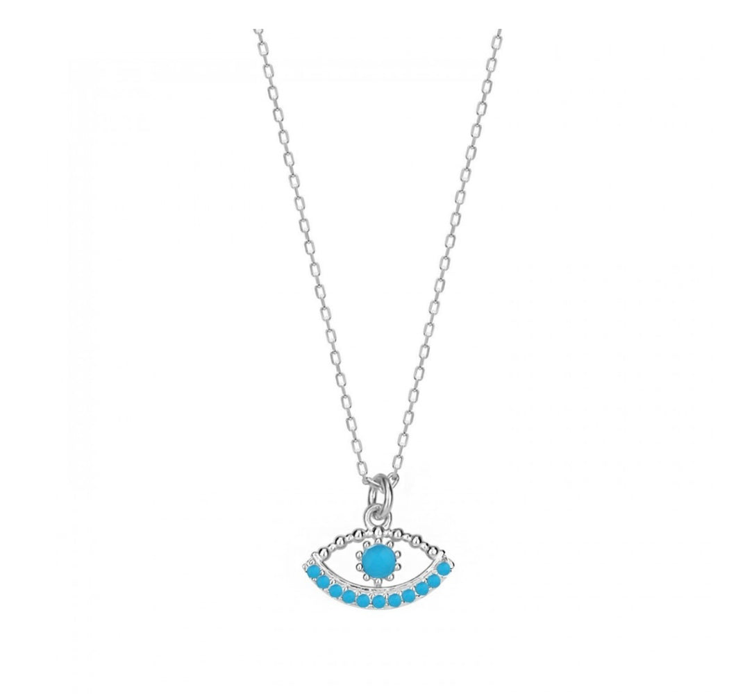 925 sterling silver evil eye necklace with 24K gold plated  1.20cm-0.60cm
