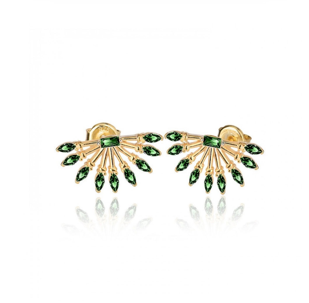 925 sterling silver earrings with 24k gold plated and zirconia 1.70cm-0.90cm
