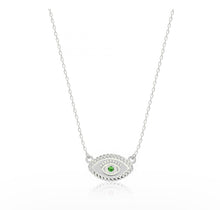 Load image into Gallery viewer, 925 Sterling Silver  Evil Eye Necklace with 24K white Gold Plated 1.40cm,0.80cm
