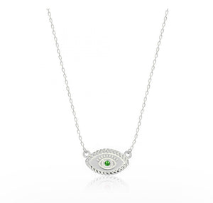 925 Sterling Silver  Evil Eye Necklace with 24K white Gold Plated 1.40cm,0.80cm