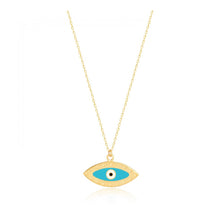 Load image into Gallery viewer, 925 sterling silver evil eye necklace with 24K  gold plated  2.70cm-1.50cm
