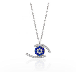 925 sterling silver evil eye necklace with 24K gold plated 1.30cm-1cm