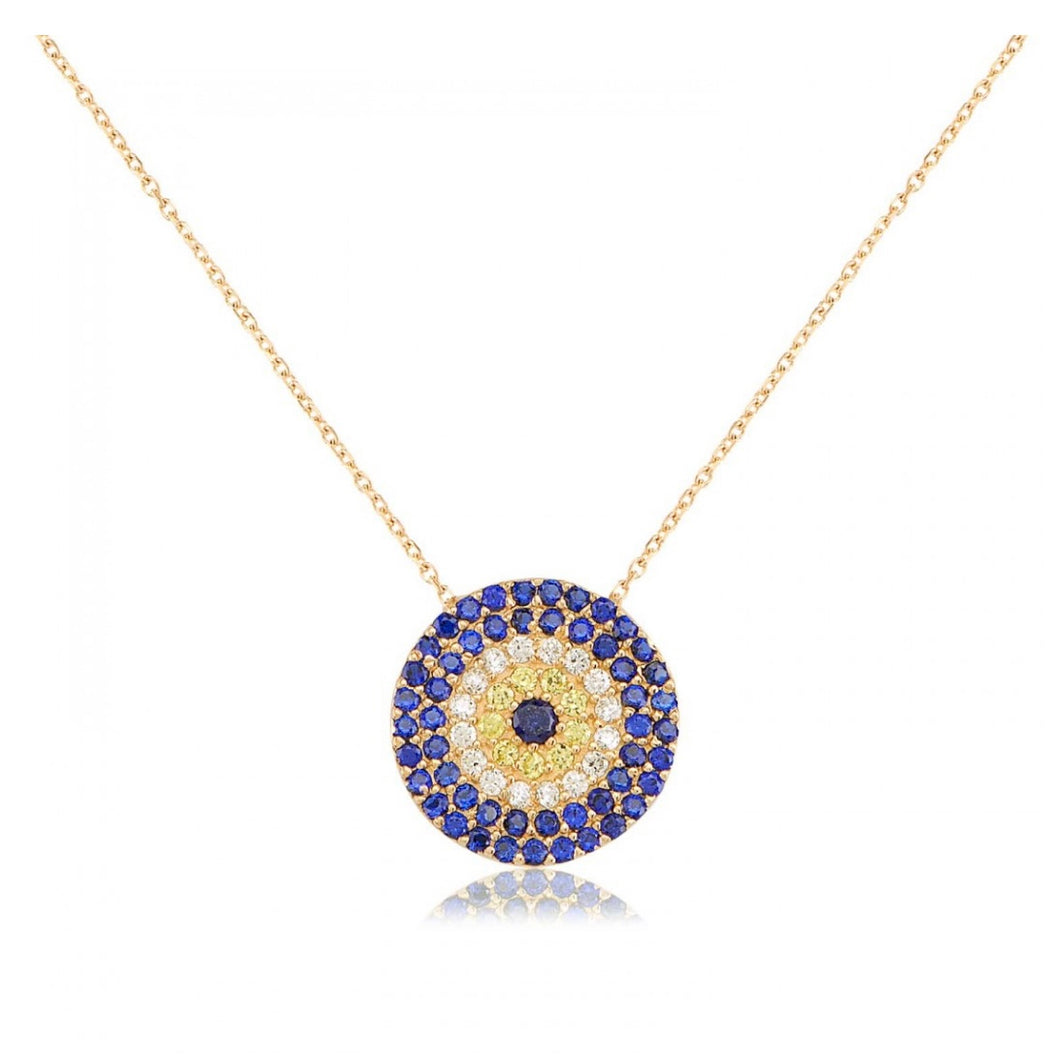 925 sterling silver evil eye necklace with 24K gold plated  1.60cm-1.60cm