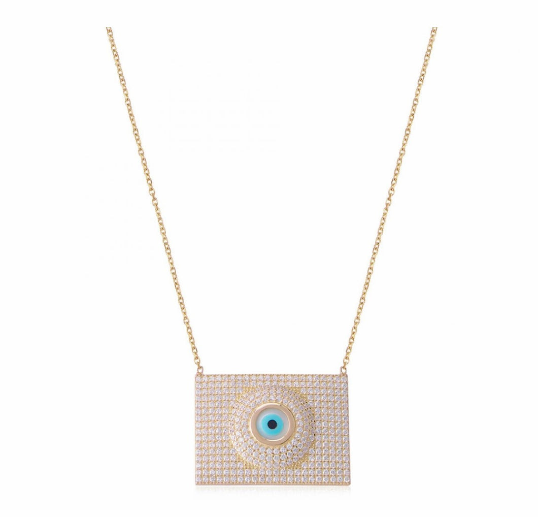 925 sterling silver evil eye necklace with 24K gold plated 2.70cm-2cm