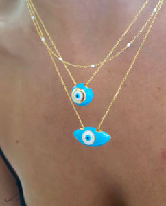 925 sterling silver evil eye necklace with 24K gold plated 2.30cm-1cm