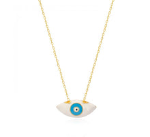 Load image into Gallery viewer, 925 sterling silver evil eye necklace with 24K gold plated  2.30cm-1cm
