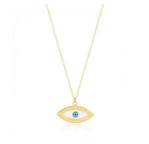 925 sterling silver evil eye necklace with 24K  gold plated  2.70cm-1.50cm
