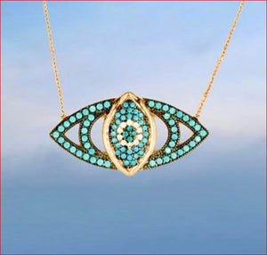 925 sterling silver evil eye necklace with 24k rose gold plated