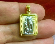 Load image into Gallery viewer, 925 Sterling Silver Saint Stylianos &amp; Konstantinato charm with 24k gold plated 1.90cm-1.50cm
