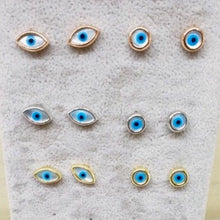Load image into Gallery viewer, 925 sterling silver Evil eye earrings with mother of pearl and 24k gold plated
