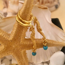 Load image into Gallery viewer, Brass hoop earrings NF with charm and 24k gold plated Greek evil eye earrings hoop
