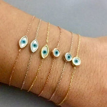 Load image into Gallery viewer, 925 sterling silver Evil eye Bracelet with mother of pearl and 24k gold plated
