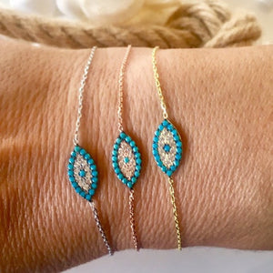 925 sterling silver Evil eye bracelete with zircon and 24k gold plated