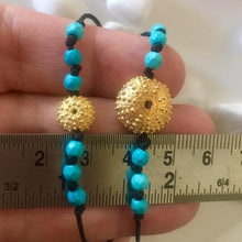 Load image into Gallery viewer, 925 sterling silver sea urchin bracelet with 24k gold plated and gem stone howlite  ,ocean beach bracelet
