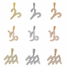 Load image into Gallery viewer, 925 sterling silver zodiac necklace with 24k gold plated, charm zodiac
