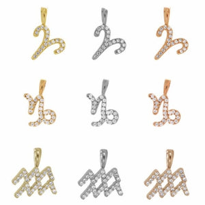 925 sterling silver zodiac necklace with 24k gold plated, charm zodiac