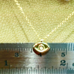 14k Solid Gold Evil Eye Charm Necklace,  Greek Evil Eye charm necklace