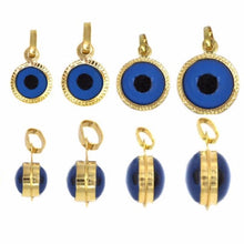 Load image into Gallery viewer, 14k Solid Gold Evil Eye Charm Necklace, Greek Evil Eye Pendant
