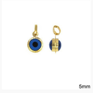 14k Solid Gold Evil Eye Charm Necklace, Greek Evil Eye Pendant
