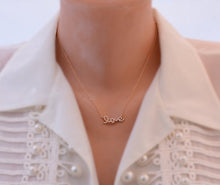 Load image into Gallery viewer, 18K Solid rose Gold LOVE necklace with diamonds Brilliant cut
