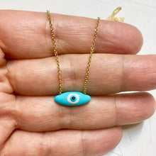 Load image into Gallery viewer, 925 sterling silver Evil eye necklace with 24k gold plated, handmade enamel evil eye charm necklace

