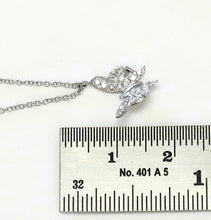 Load image into Gallery viewer, 18k solid white Gold butterfly Necklace with diamonds brilliant cut
